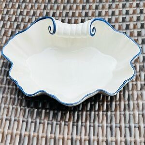 ZANOLLI ITALY Vintage White and Blue Ceramic Dish
